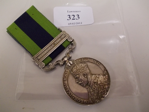 George V Indian General Service medal with Waziristan 1919 - 1921 clasp, awarded to MAJ C Brander