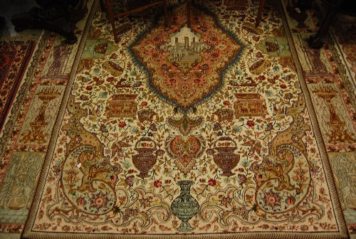 Modern central Persian pictorial carpet decorated with all-over designs of ancient Persian