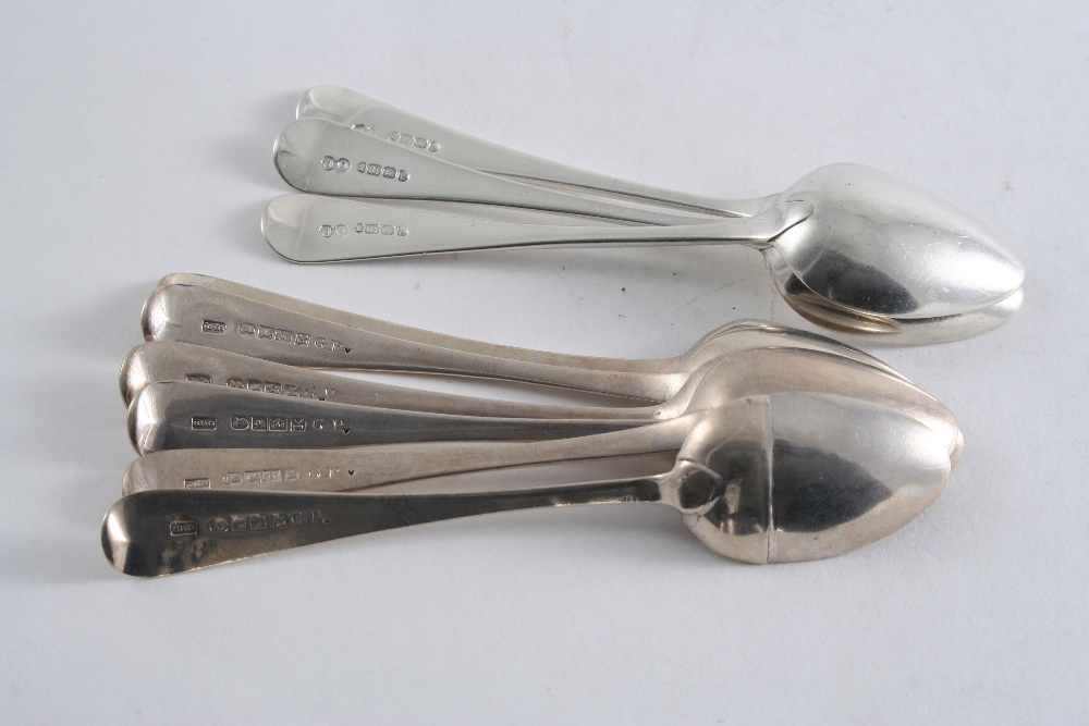 A SET OF SIX EXETER-HALLMARKED TEA SPOONS Old English pattern, initialled "GP" on the reverse, by