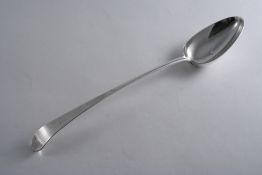 A GEORGE III OLD ENGLISH PATTERN BASTING/SERVING SPOON maker`s mark squashed, London 1777; 12