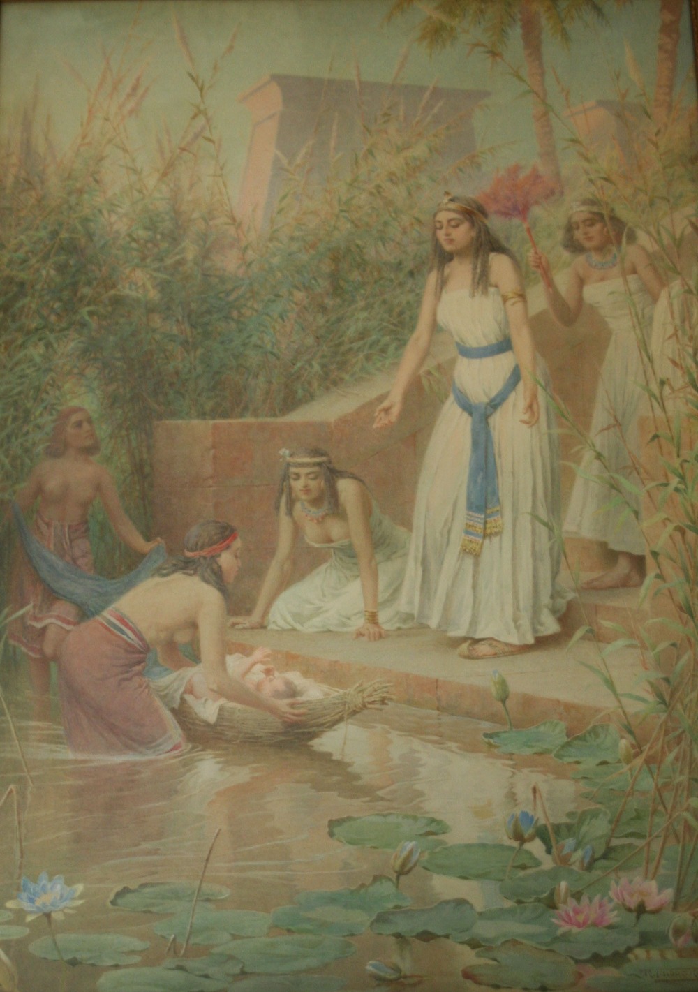 ROBERT TALBOT KELLY (1861-1934) THE FINDING OF MOSES IN THE BULRUSHES Signed and dated 1911,