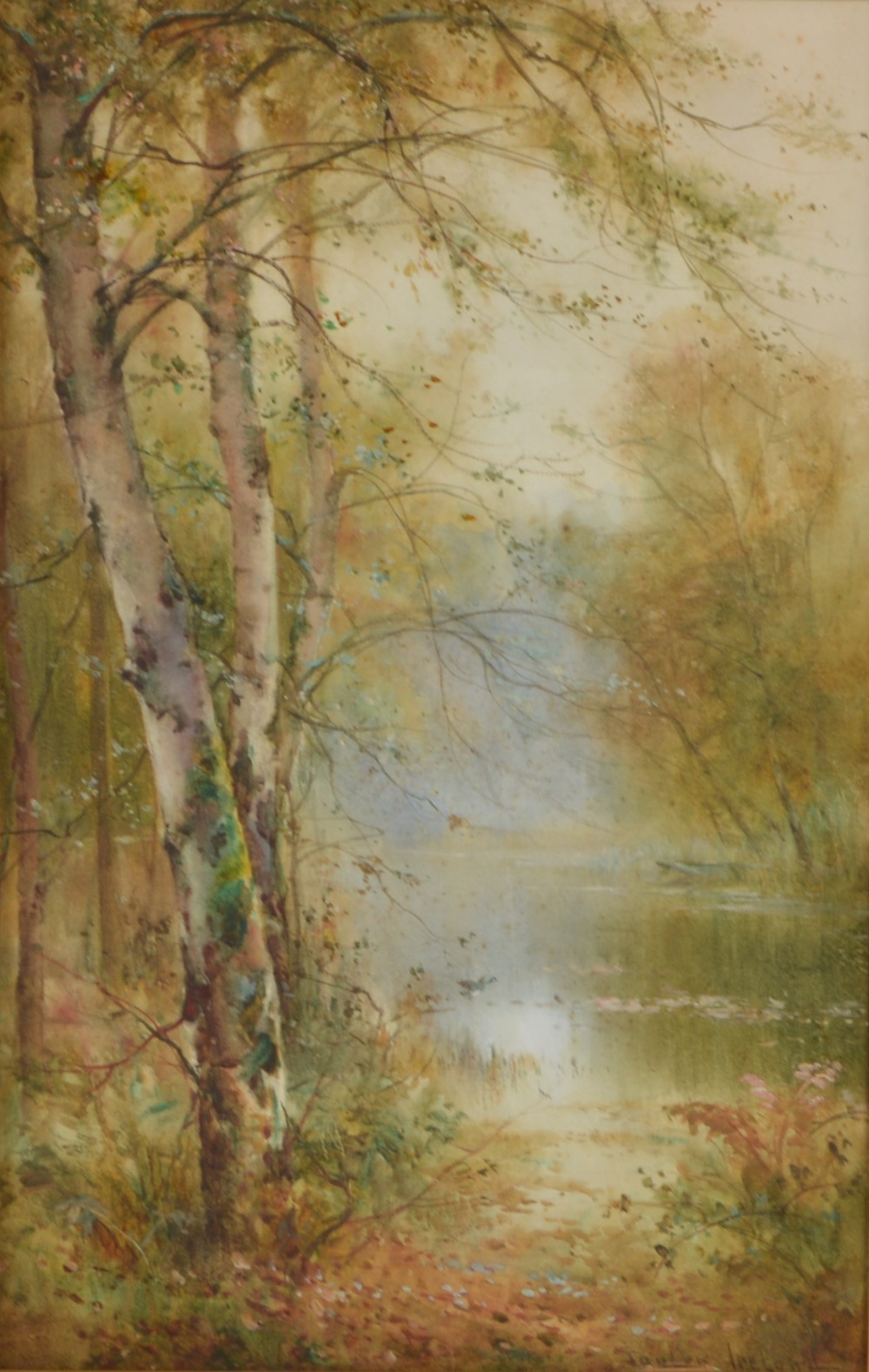 Thomas Tayler Ireland (Exh. 1894-1921) A woodland scene with mallard duck in flight watercolour,