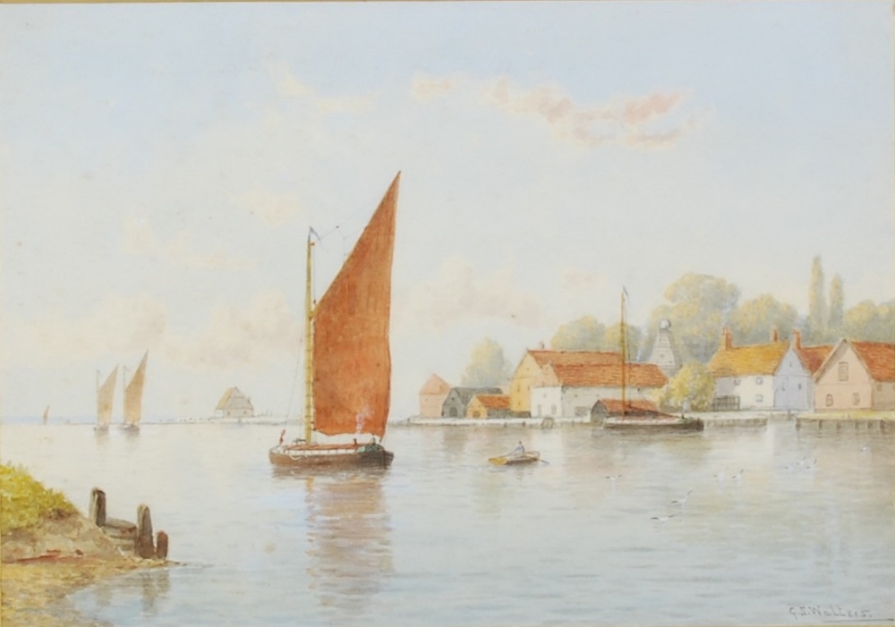 George Stanfield Walters RBA (1838-1924) On the Yare above Yarmouth watercolour, signed lower