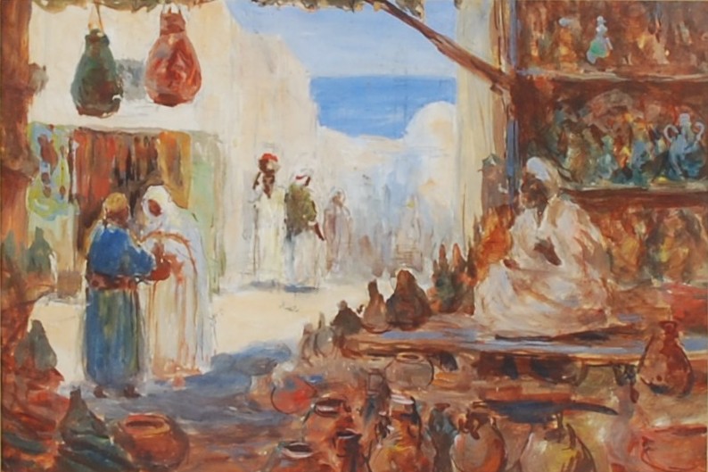 Late 19th/ early 20th century British School The Bazaar watercolour 18cm x 27cm