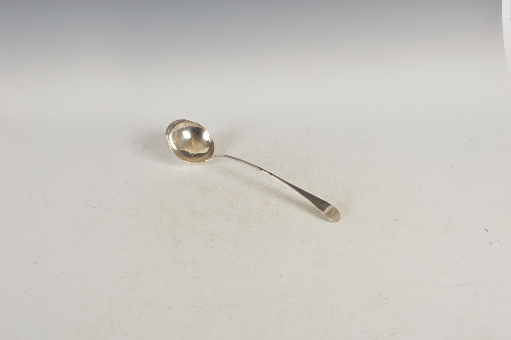 A mid 18th century Scottish Provincial silver ladle by Hugh Ross of Tain, marked HR in a square, and