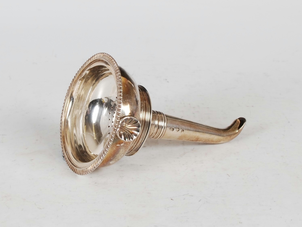 A Regency silver presentation wine funnel dated 1813, Edinburgh, makers mark of J. McKay, the