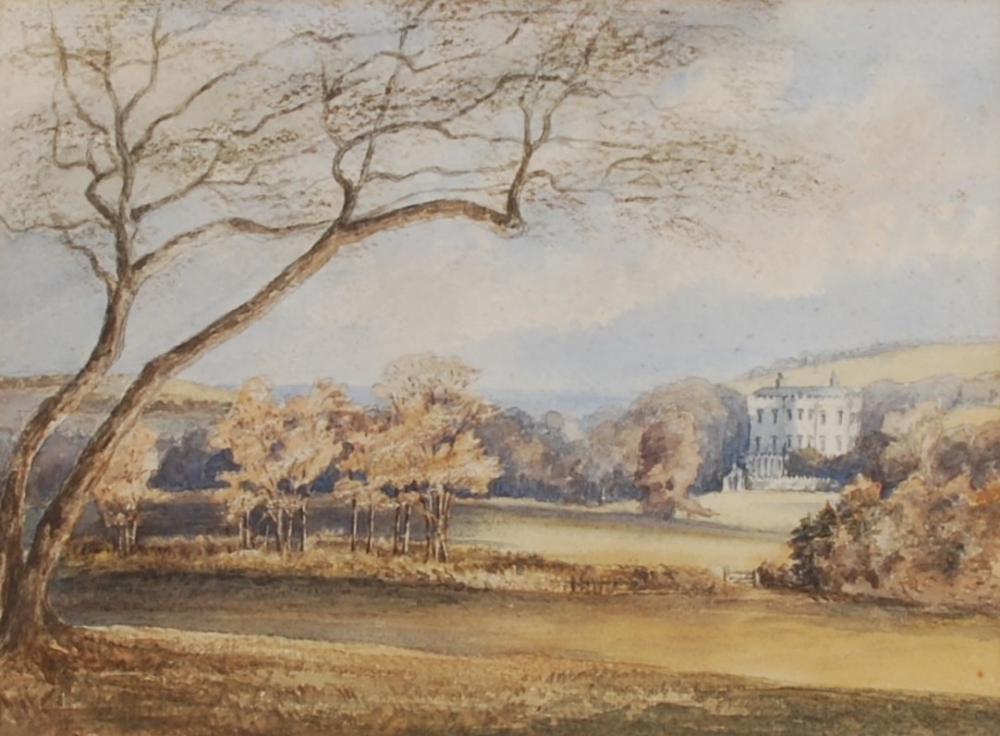 19th century English School A Georgian country house watercolour 25.5cm x 35cm