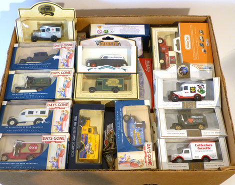 A collection of diecast models including Lledo Days Gone, Vanguards and others, each boxed,
