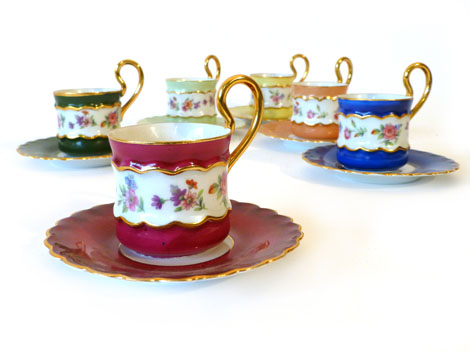 A set of six French cabinet cups and saucers  CONDITION REPORT: Good