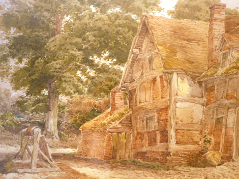 Henry Pope (1843 - 1908)
Timber framed cottage with well in foreground
Signed
watercolour 20x27.