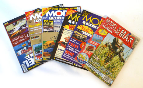 A collection of Model Collector magazines, various collectors leaflets, reproduction blue print