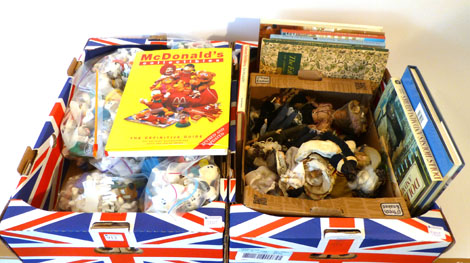 A selection of collectors dolls and various books relating to dolls houses and a large collection of