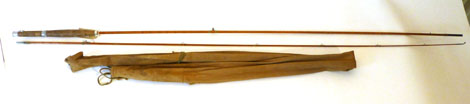 A Hardy C C de France 'Palakona' two piece 9ft split can fly rod with original canvas sleeve