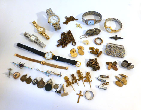 A collection of various items of jewellery comprising three lady's wristwatches Limit, Excalibur and