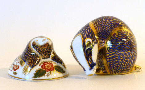 A Royal Crown Derby paperweight of a badger together with Mole, exclusive for the Royal Crown