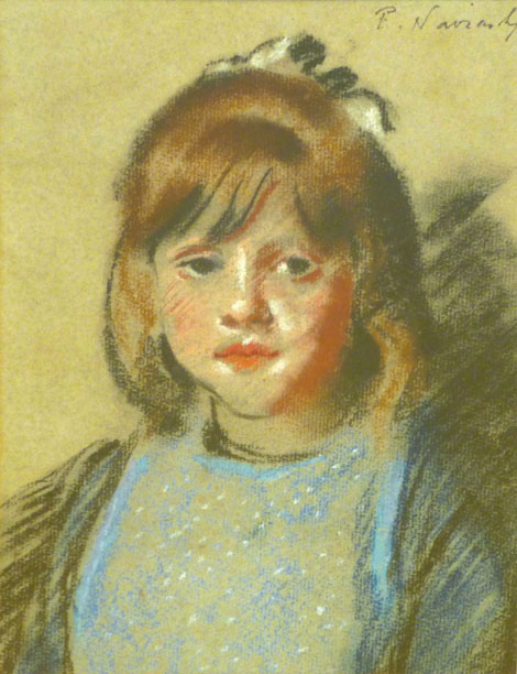 PHILIP NAVISKY (b. 1894)
"Portrait of a Young Girl"
Signed, pastel, gallery label see verso, 23 x