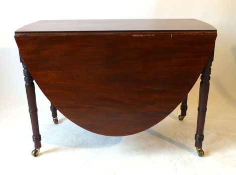 A 19th century mahogany drop leaf gate leg table with D-ends on turned tapering legs, W. 100cm