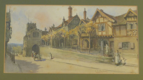 J N BOLTON (British, late 19th/early 20th century)
Leycester Hospital, Warwick
Signed,