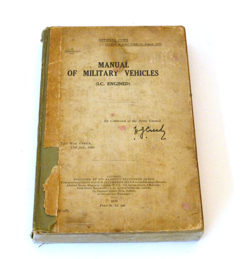 Militaria: Manual of Military Vehicles (I.C. Engined), The war Office 1930