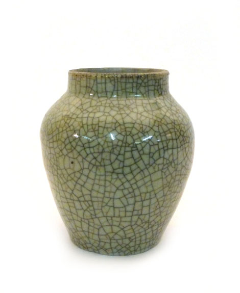 A Chinese crackle glazed vase of shouldered tapering form on a grey ground, h16cm CONDITION