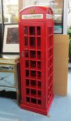 WINE CABINET, for twenty four bottles in the form of a telephone box, 40cm x 40cm x 173cm H.