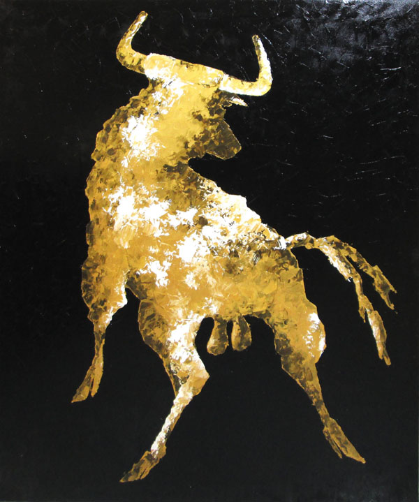 CHARLES CLEMENTS (Contemporary), 'Gold Bull', oil on canvas, 151cm x 127cm.