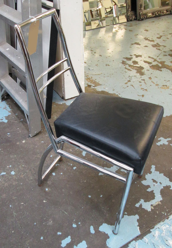 EILEEN GREY CHAIR AIXIA, by Classicon in black leather on a metal chromed frame, 39cm.