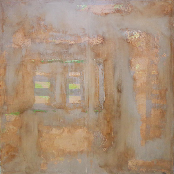 HELIO TELES (Brazilian, b.1967), 'Windows', mixed media, 110cm x 110cm, signed verso and framed.