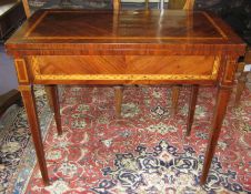 CARD TABLE, late 18th century Italian rosewood with dogs tooth banding and quarter veneered foldover