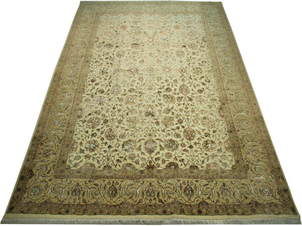 EXTREMELY FINE PART SILK TABRIZ DESIGN JAIPUR CARPET, 213cm x 155cm, of scrolling and flowering