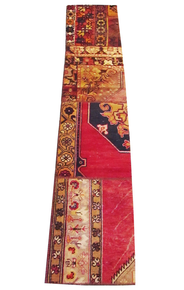 PATCHWORK RUNNER, 250cm x 51cm, made up of antique fragments.