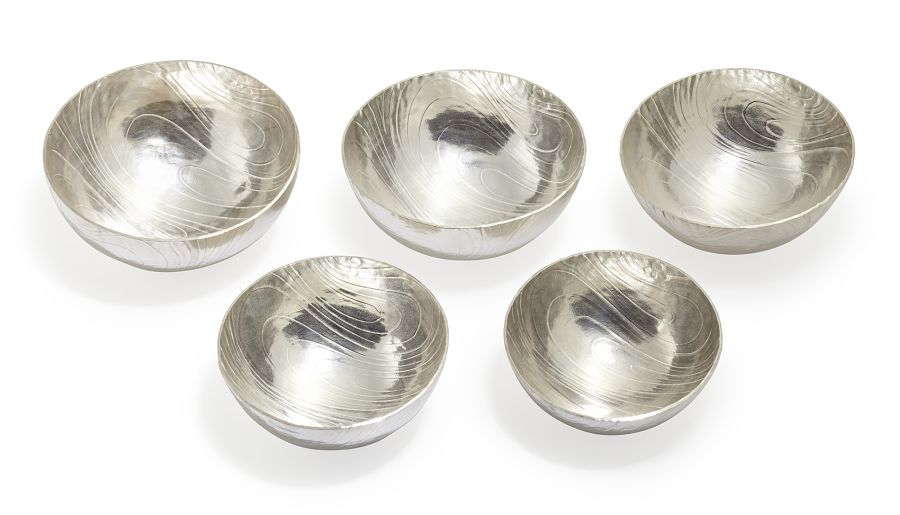 ADRIAN HOPE - A set of five `water pattern` nesting bowls Edinburgh 2000, millennium mark, each of