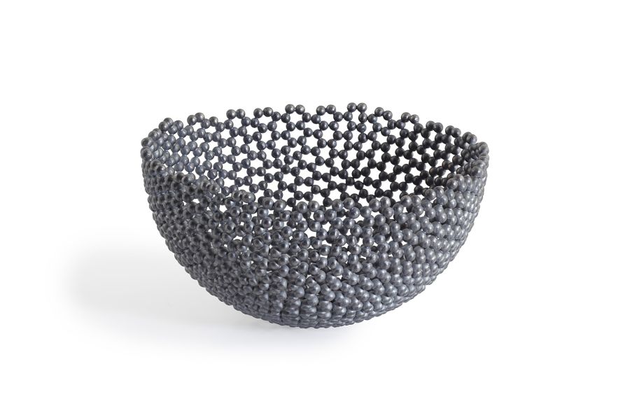 DAVID HUYCKE - A contemporary oxidised granule bowl from `Pearl Spheres` series circa 2007, marked