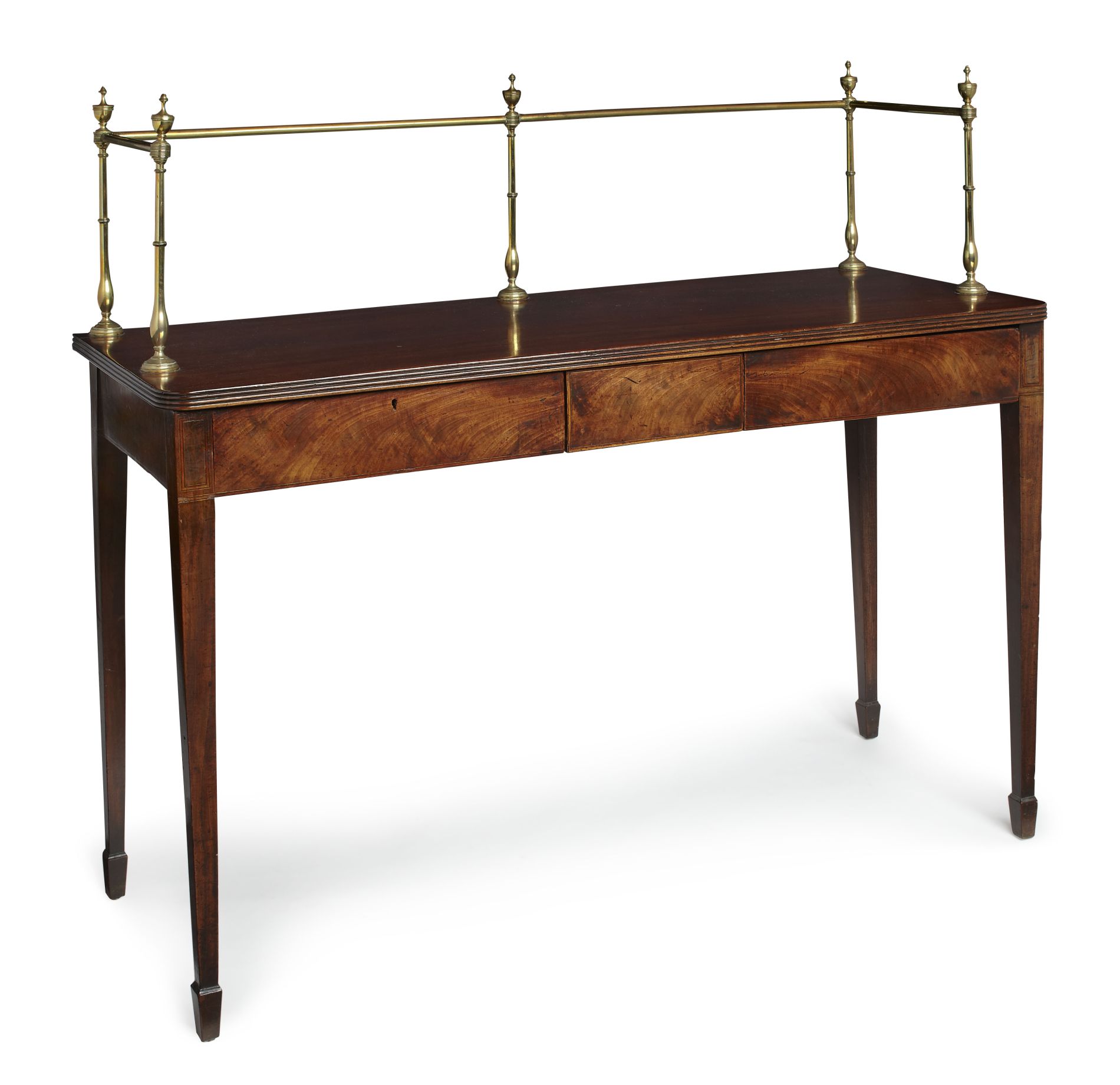 GEORGE III MAHOGANY AND INLAID SERVING TABLE CIRCA 1790 the rounded rectangular top with a reeded