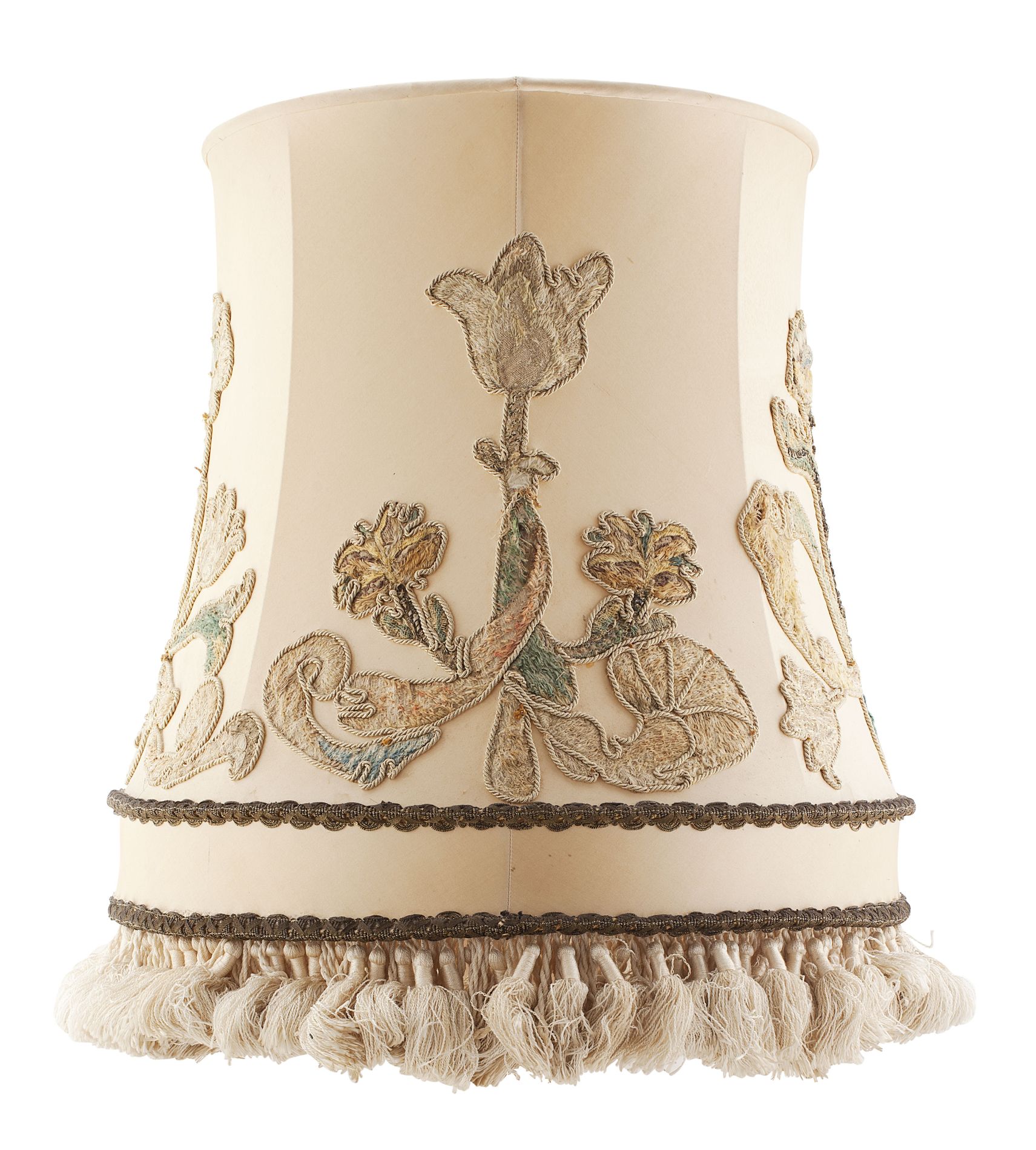 CREWEL WORK LAMP SHADE PART 17TH CENTURY the modern silk shade with 17th century crewel work