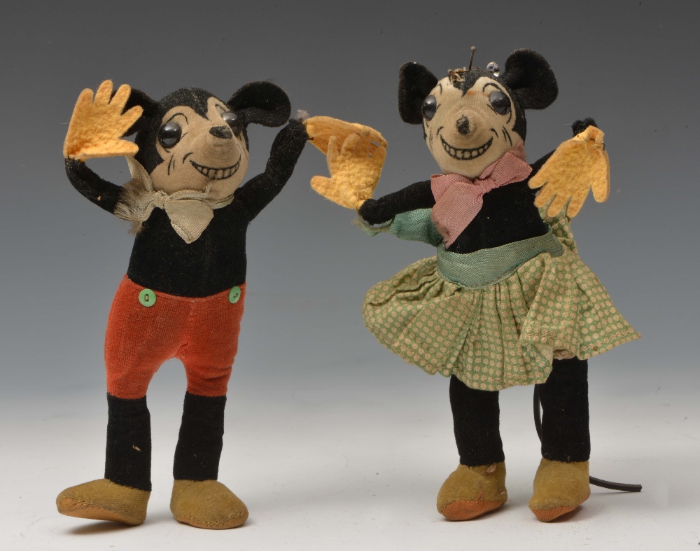 AN OLD DEANS RAG BOOK CO LTD figure of Mickey Mouse and one of Minnie Mouse, each with Deans