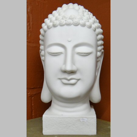 A white Thai Buddha head, 46cm tall