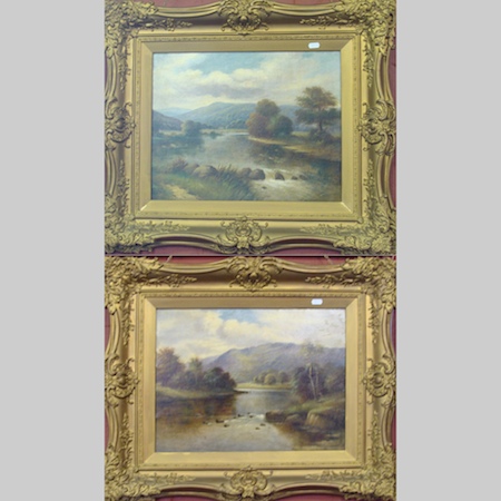 Wright, 19th century, a pair of highland views, signed oil on canvas, each 37 x 47cm, together