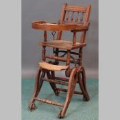 A late Victorian beech child`s high chair