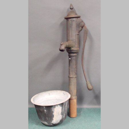 A large Victorian cast iron water pump, inscribed Henry Bamford & sons, 160cm long, together with