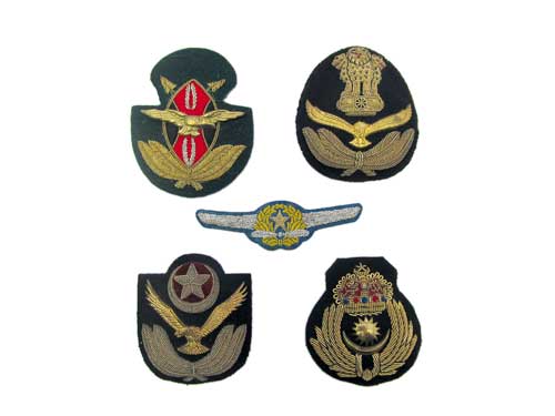 Small Selection of Aviation Badges including silver wire embroidery Japanese pilot wings ... Bullion