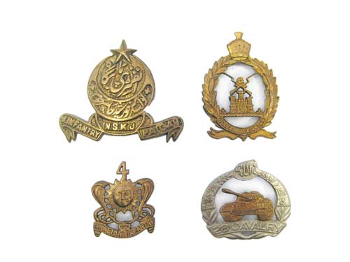 Selection of Indian & Pakistan Badges including bi metal 28th Cavalry ... Cast white metal Brigade