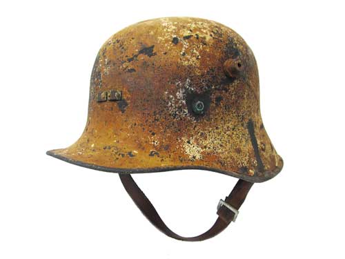 Post WW1 Irish Vickers Ltd 1916 Pattern Steel Helmet typical shape with rolled lower brim.  Large
