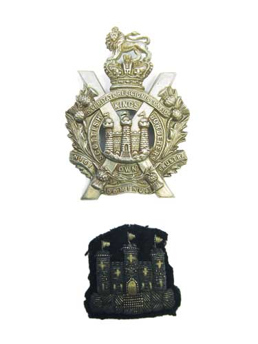 Small Selection of Kings Own Scottish Borderers Badges cap badges include Vic crown white metal