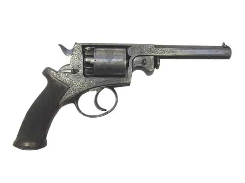 54 Bore Beaumont Adams Engraved Revolver rifled 51/2 inch octagonal barrel solid frame revolver.