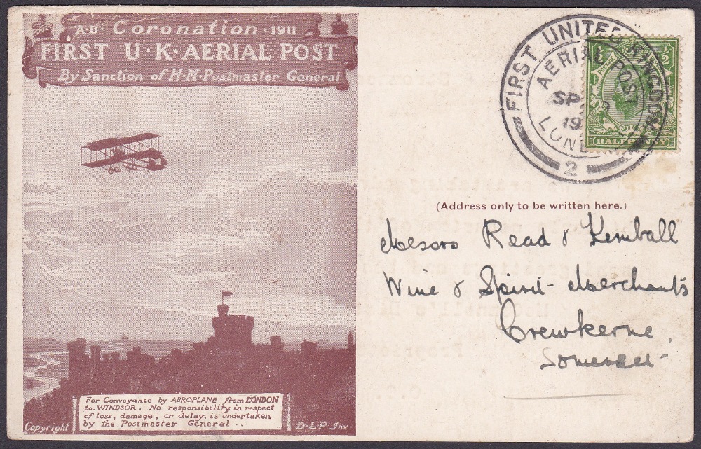 1911 Aerial Post 9th Sept 1911, Scarce Storminess Distillery note on the reverse. Bottom corner of