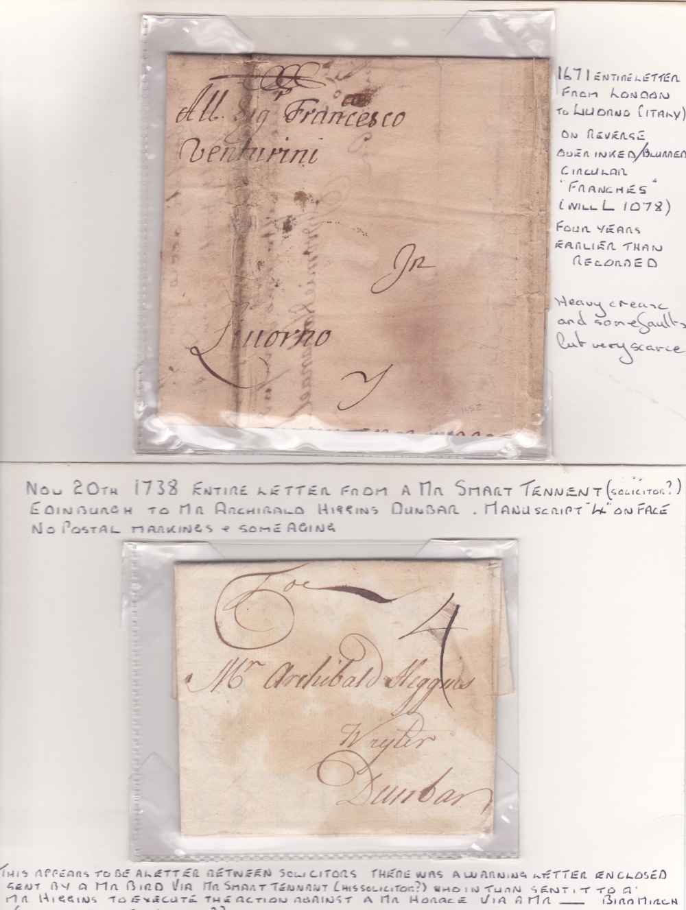 Great Britain Postal History : 22 covers from 1671 to 1840's, a good collection of pre-stamp letters