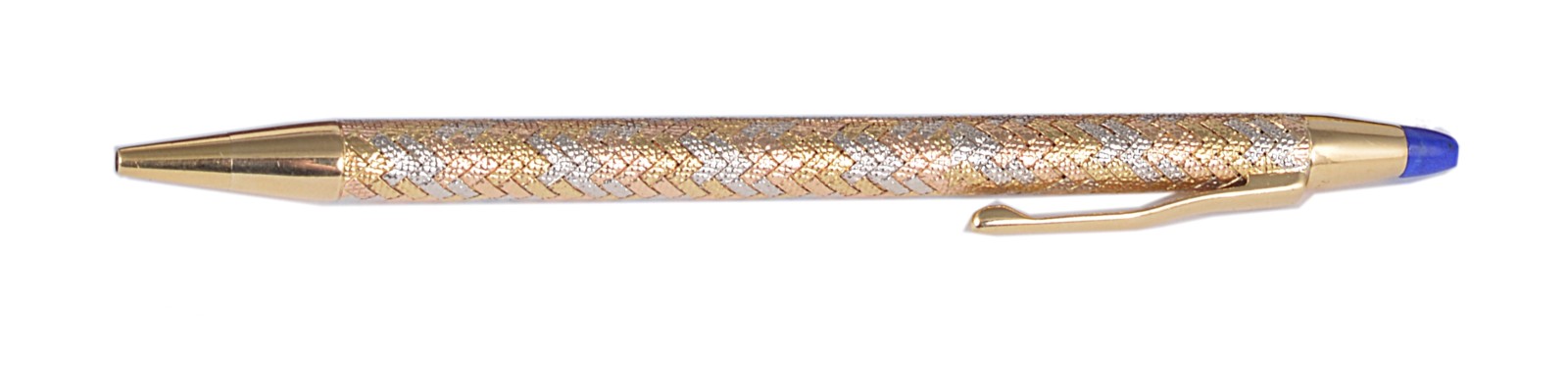 A GOLD BALLPOINT PEN, A.T. CROSS & CO OF LINCOLN R.I., LATE 20TH CENTURY two-colour mesh textured,