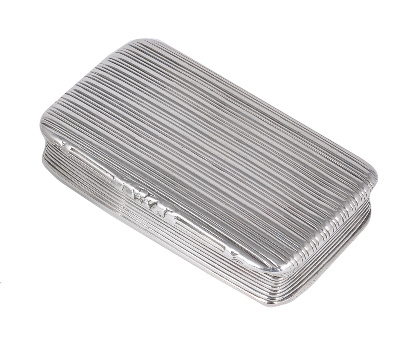 A WILLIAM IV SILVER SNUFF BOX, JOSEPH WILLMORE, BIRMINGHAM, 1834 rectangular, reeded all over, the