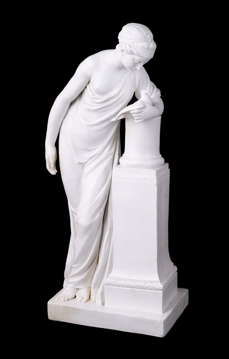 A PARIS BISCUIT PORCELAIN FIGURE OF PEACE, AFTER A SEVRES ORIGINAL BY LE RICHE, 19TH CENTURY as a